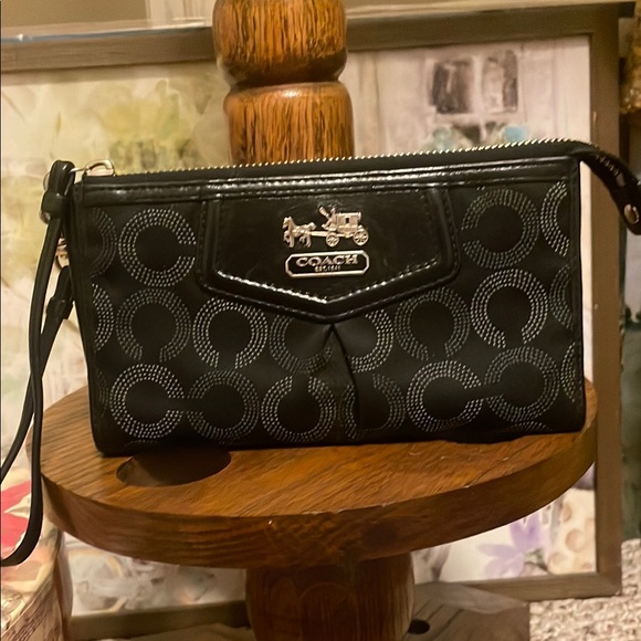 Coach Handbags - Coach Black C Logo Patterned Wristlet